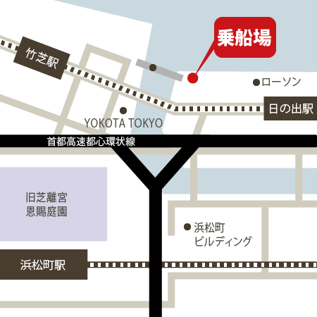 有明桟橋までのアクセスマップです。